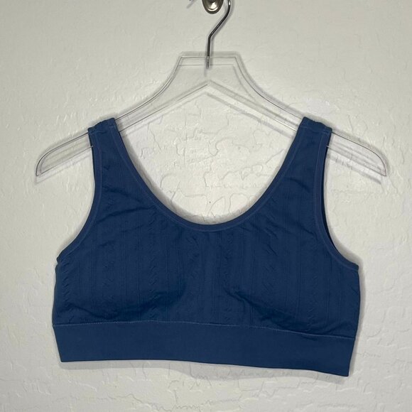 Torrid Scoop Neck Cable Knit Seemless Wireless Blue Bralette 2 2X 18/20 - Picture 1 of 4